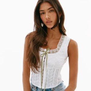 NWT With Jéan Adeline Top in White/Green size M